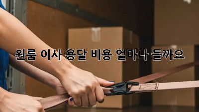 원룸 이사, 용달 비용 얼마나 들까요?